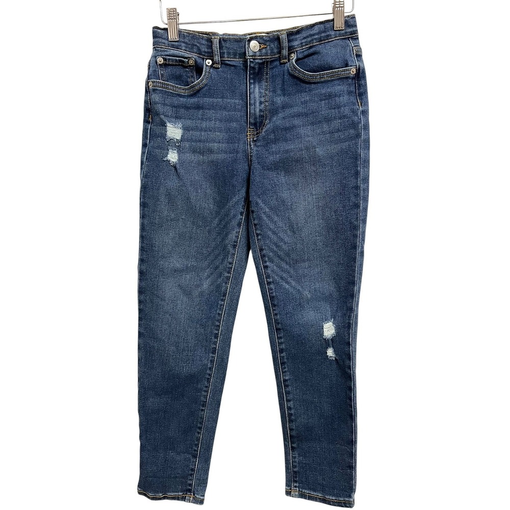 Levi's Mini Mom Jeans Girls 10 Reg Blue Distressed Denim High Rise Adjustable
